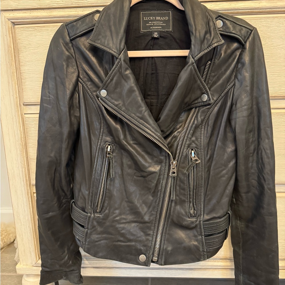Lucky Brand Black Leather timeless jacket - Picture 6 of 16